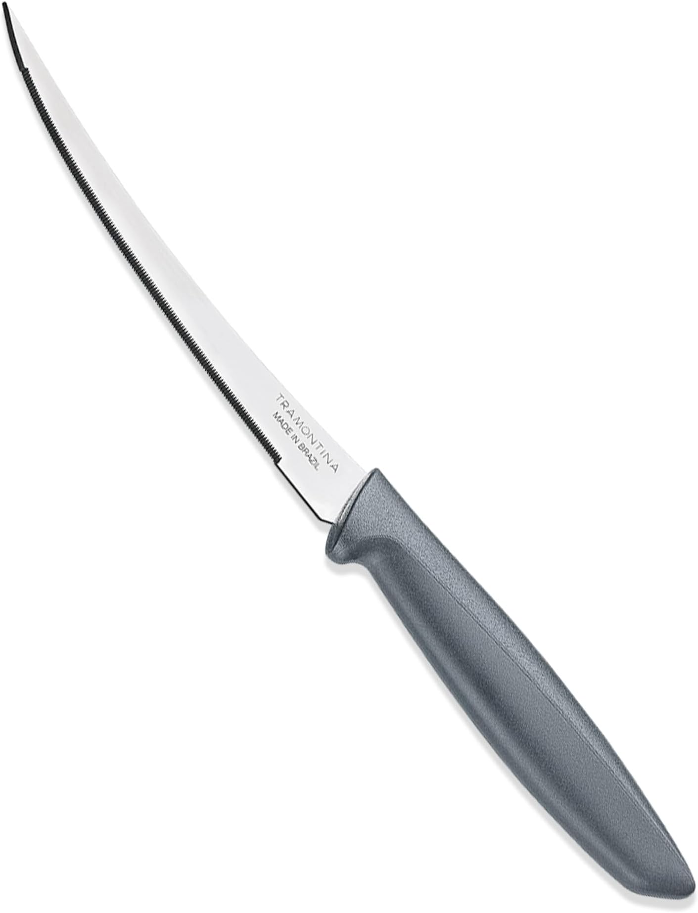 Plenus 12cm / 4.7" Tomato Knife | Stainless Steel Blade | Kitchen Knife for Tomatoes/Kiwis | Wavy/Micro-Serrated Edge | Grey Polypropylene Handle | Made in Brazil | 5 Year Warranty