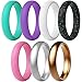 ThunderFit Silicone Rings, 7 Pack Wedding Bands for Women - 5.5 mm Wide (Teal Purple White Silver Bronze Black Pink Glitter, 7.5-8 (18.2mm))