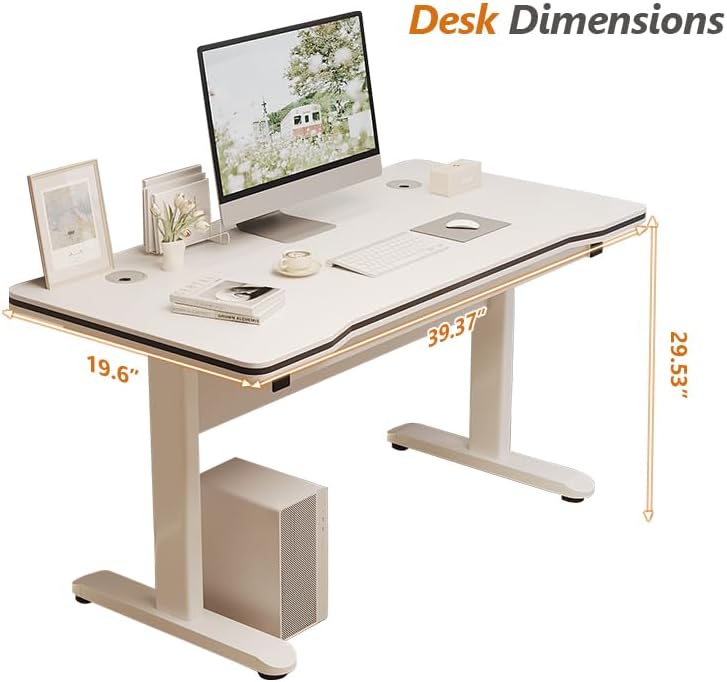 Gaming Desk Computer Writing Table for Home Office Student Art Modern Simple Style with T-Shaped Metal Bracket PC Wood Suitable for Offices&Bedrooms