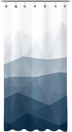 Sunlit - Cortina de ducha de diseño de 36 x 72 pulgadas ombre azul pequeña para cabina de ducha RV de medio tamaño, cortinas estrechas para baño