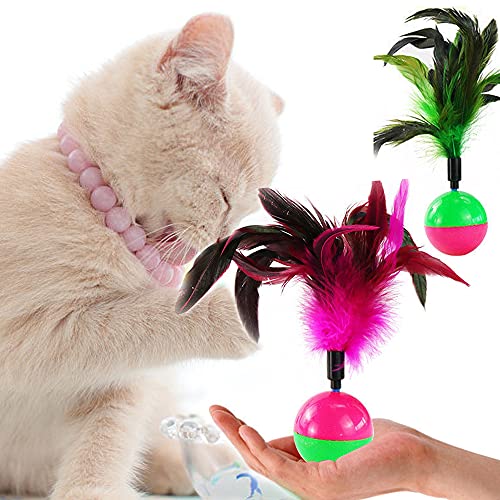 Zzjbgs 2 Pieces Of Colorful Feather Cat Toys - Tease Cat Tumbler Mouse Toys, Cat Interactive Self Hi Toys, Ball Toys (Little Mouse) #TOP4