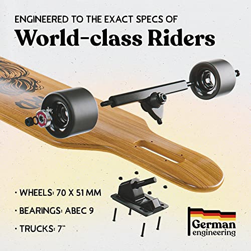 Apollo Longboard Skateboards - Premium Long Boards For Adults, Teens And Kids. Cruiser Long Board Skateboard. Drop Through Longboards Made Of Bamboo & Fiberglass - High-Speed Bearings & T-Tool (Weird) #TOP7