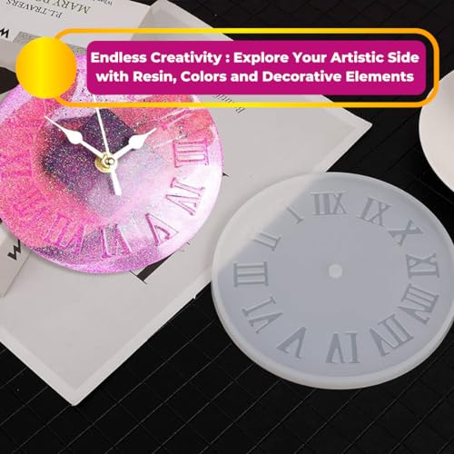 Image of Oytra Resin Clock Making Tool Kit Combo 150 Grams Epoxy Resin Art with Mold Tools Flakes Colors and Machine DIY for Resin Wall Decor Gifting (8.5 Inch Silicone Mould Clock)