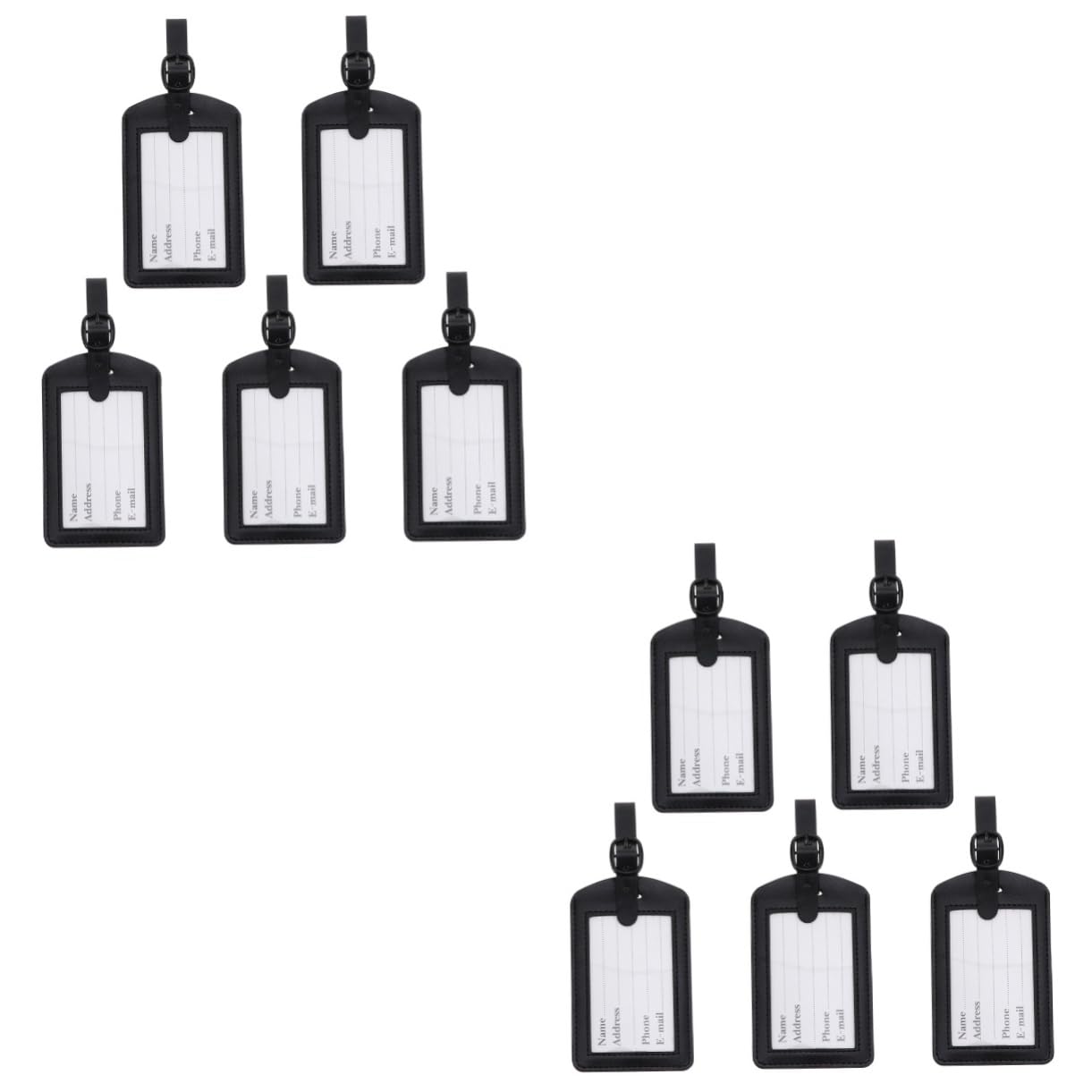 10stücke Pu Gepäckanhänger Strapazierfähige Luggage Tags Für Koffer Boarding Labels Schwarz Für Reisende Passend Für Standard Visitenkarten