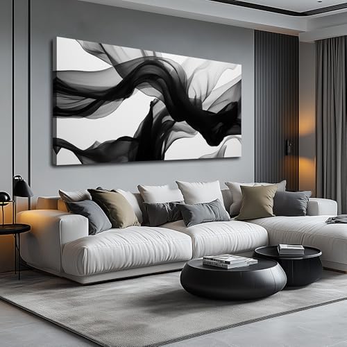 DNIEOTU Large Abstract Wall Art for Living Room, Black White