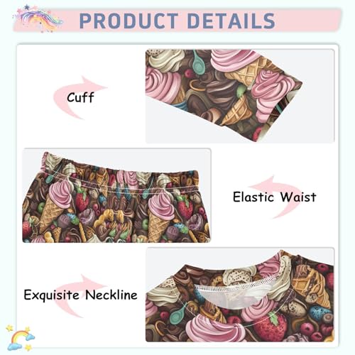 ALAZA Strawberry Ice Cream Chocolate 2 Piece Pajama Set Long Sleeve Top and Pants Sleepwear Unisex4
