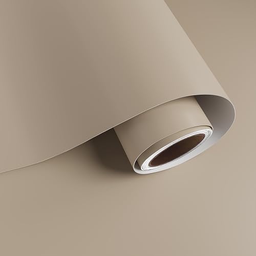 15.7''x78.7'' Matte Beige Brown Wallpaper Peel and Stick Light Brown Contact Paper for Walls Removable Waterproof Kitche
