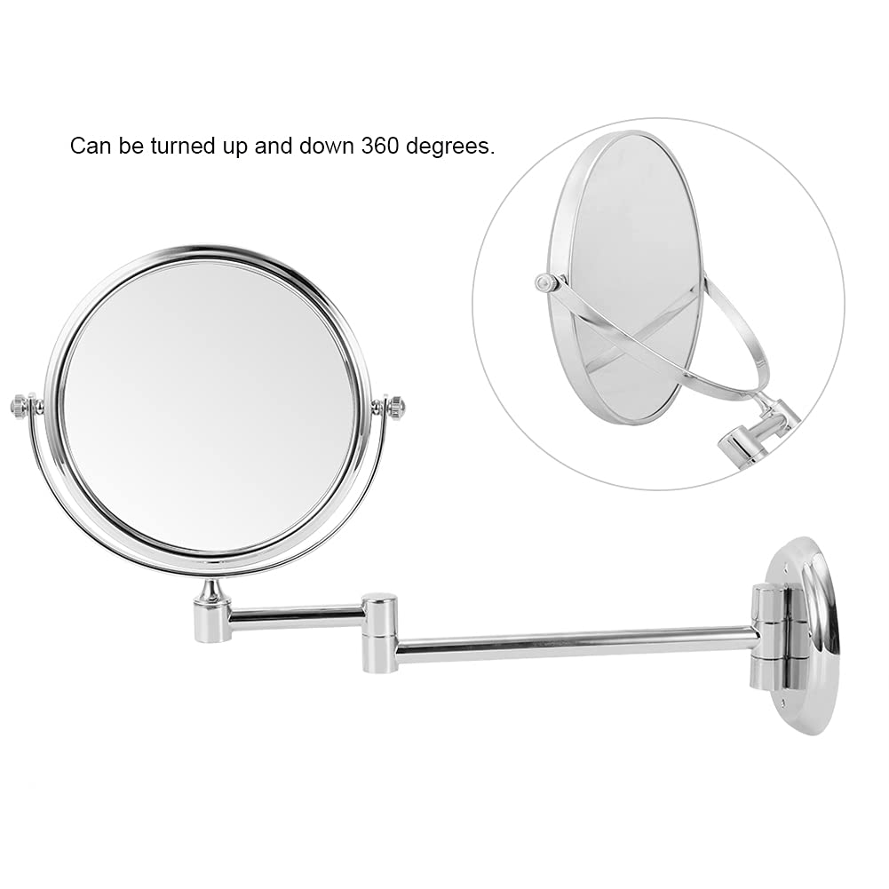 Espejo de Maquillaje de Cobre para Baño Doméstico, Espejo de Maquillaje de Plata para Hotel de Cobre, Espejo de Tocador de Baño, Espejo de Tocador (Fondo redondo plateado brillante 6 pulgadas)