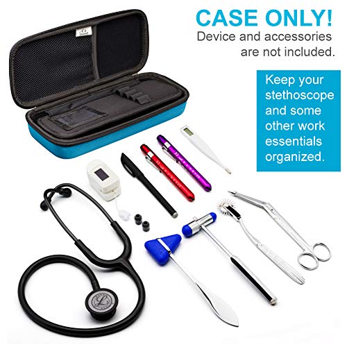 Image of PROHAPI Hard Stethoscope Case, Large Stethoscope Carrying Case with ID Slot, Compatible with 3M Littmann /ADC /Omron /MDF Stethoscope Includes Mesh Pocket for Nurse Accessories (Turquoise)
