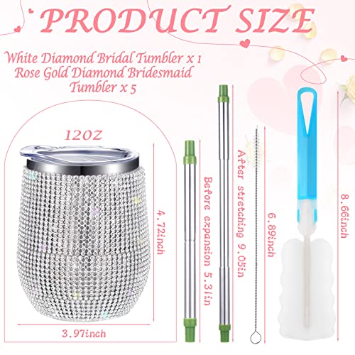 6 Set Diamond Water Bottle Bling Wine Tumbler Diamond Tumbler Rhinestone For Glitter Wine Tumbler Glitter Water Bottle For Women Girls Bride Bridesmaids Engagement Wedding Gifts #TOP2