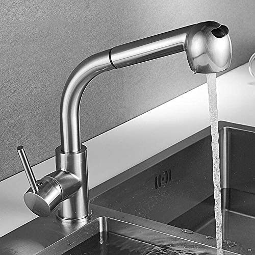 Mitigeur d'évier de cuisine en laiton avec douchette extractible rotative à 2 modes