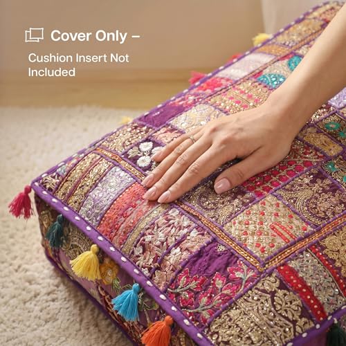 Housse de grand coussin d'extérieur patchwork haut de gamme