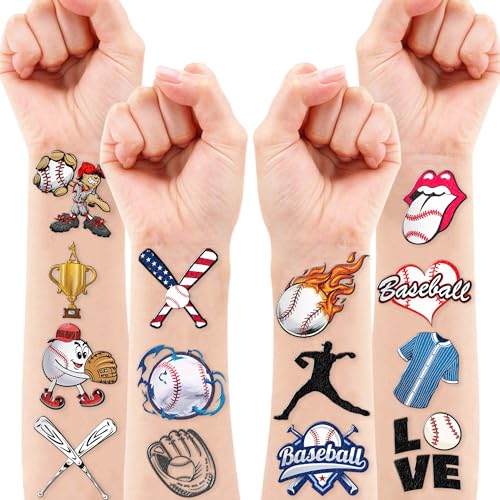 Generic Baseball Temporary Tattoos Birthday Party Supplies Decorations 96 Pcs Tattoos Stickers Sport Game Player Summer Olympic Cute Party Favors Kids Boys Girls Gifts Ideas Classroom School Prizes Themed thumb #1