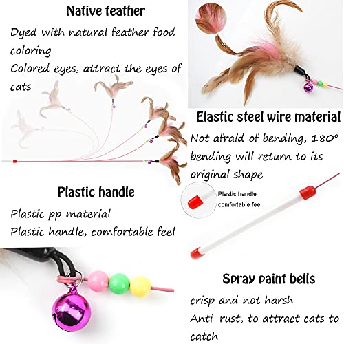 AWAVM 5 giocattoli per gatti a forma di piuma, con...