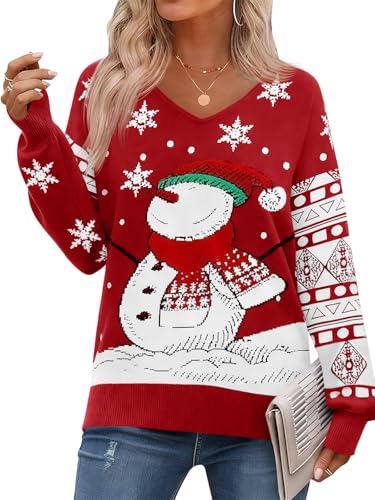Saodimallsu Weihnachtspullover Damen Sweater Christmas Pullover...