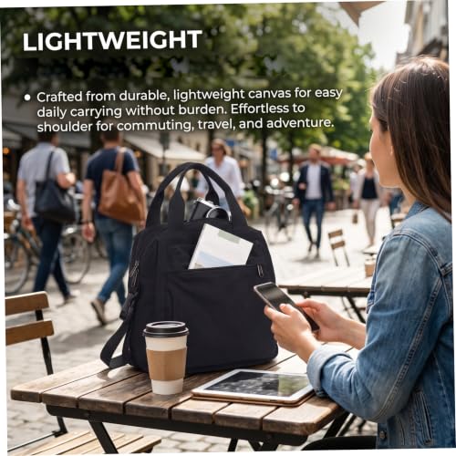 Mochila de nailon negra con opciones de transporte múltiple 5