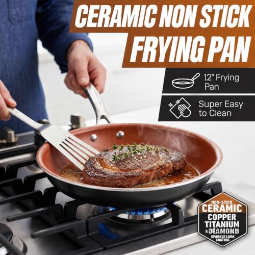 Image of GOTHAM STEEL 12 Inch Copper Non Stick Frying Pans Skillet