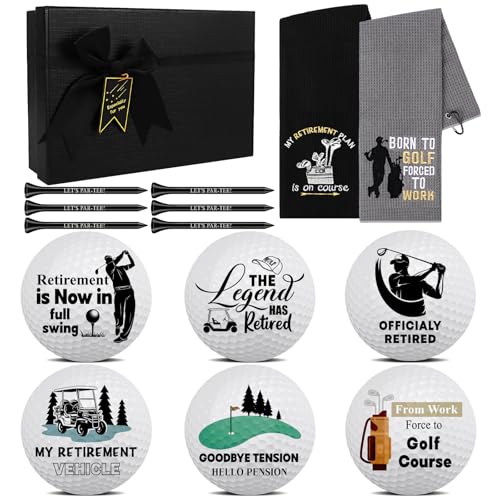 Waldeinsamkeit 14-Piece Funny Golf Ball Gift Set Retirement Gift Set Funny Golf Balls Towel Combo With Tees For Dad Husband Golfers Retirement Birthday Father'S Day Present