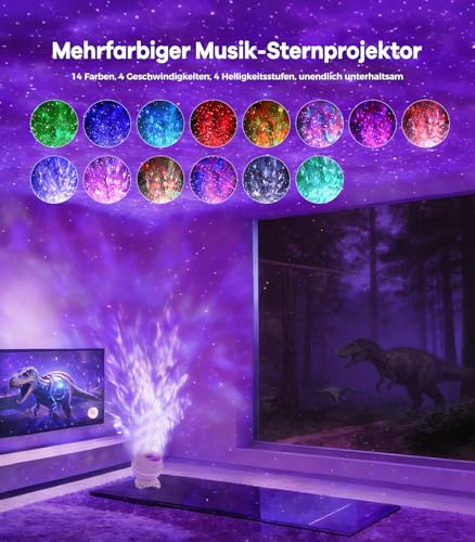 MOLEKSDAL Dinosaurier-Ei Galaxy Sternprojektor Sternennachtlicht mit Nebel, Timer & Fernbedienung, Geschenk und Dekoration für Schlafzimmer, Erwachsene und Kinder, Mini
