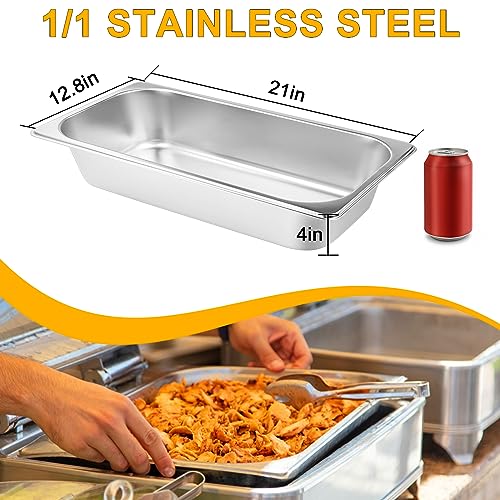 Voisen 2 Pack Hotel Pans,1/1 Size 4 Inch Deep,Anti-Jamming Steam Pan,Commercial Stainless Steel Pan, Steam Table Pan thumb #1