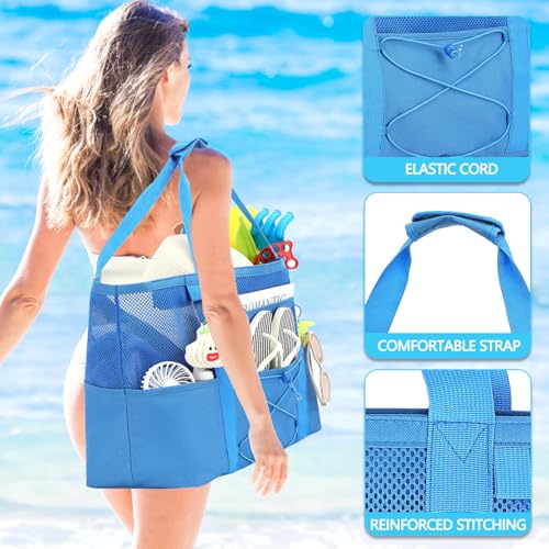 Image of Fammart Large Mesh Beach Bag for Women, Oversized Beach tote Swim Pool Bag