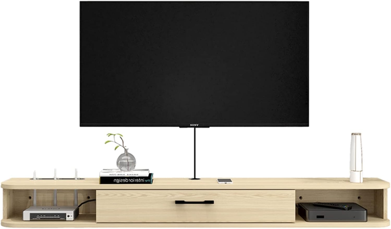 Uvency Floating Tv Stand Wall Mounted Floating Tv Wooden Tv