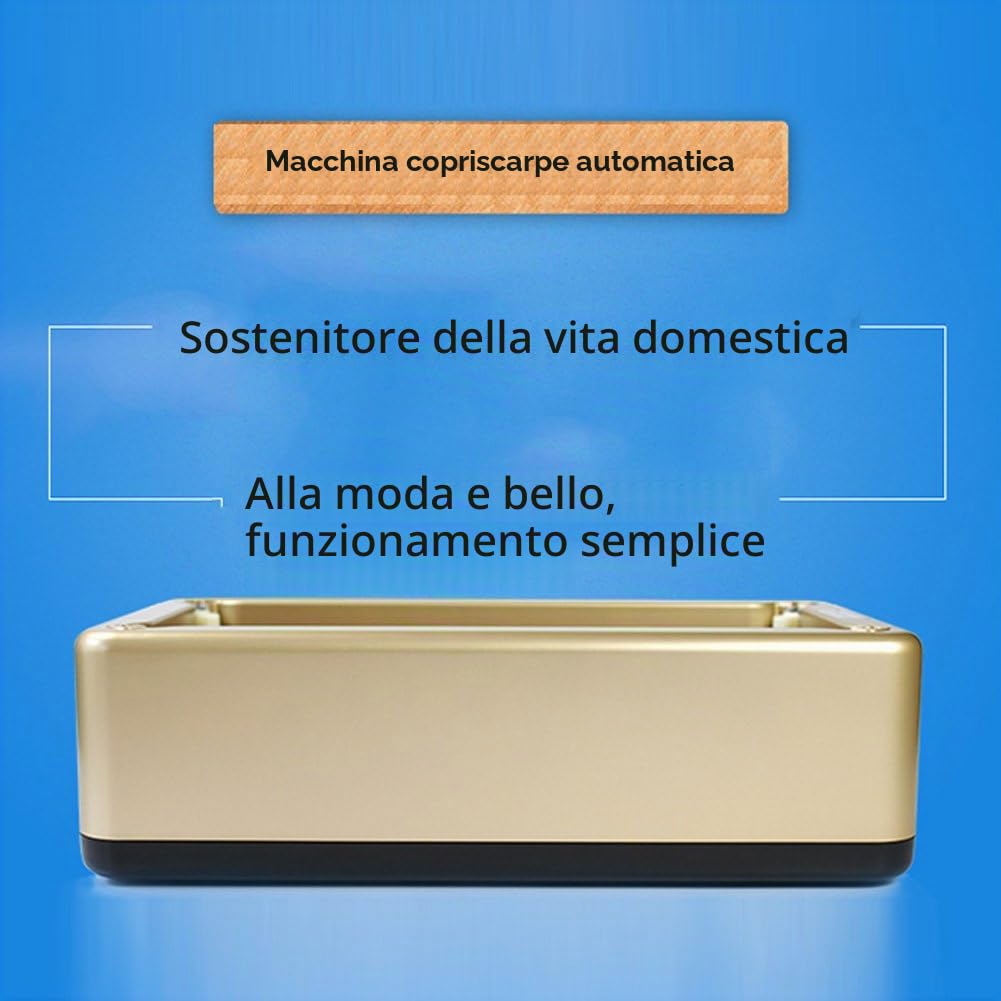 Dispenser automatico per copriscarpe, per casa e ufficio, in fibra di carbonio e ABS, struttura in acciaio, colore: dorato