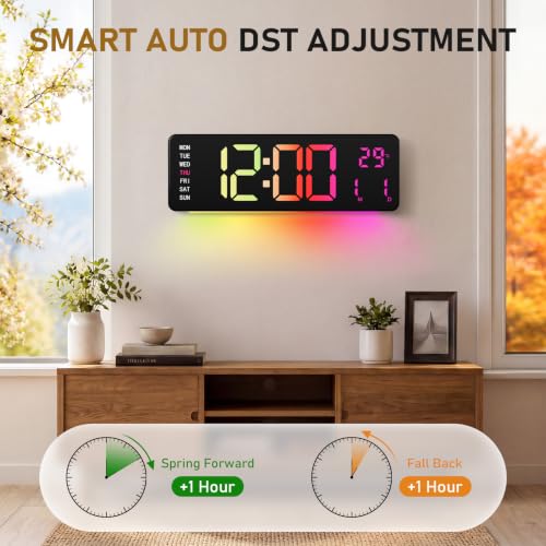 16" Large Digital Wall Clock with RGB LED Display & Remote for Classroom - Image 5
