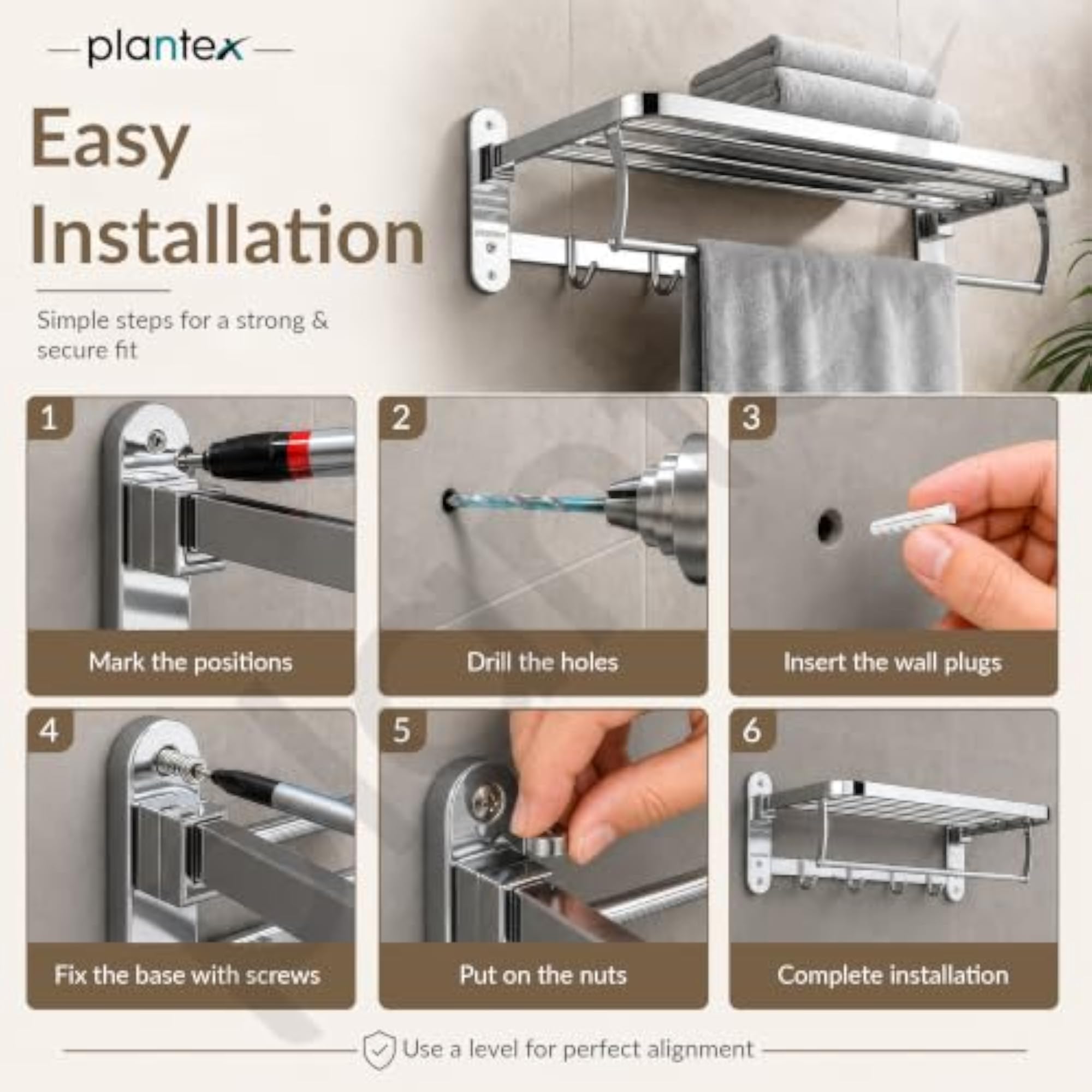 304 Stainless Steel Towel Rack, 24 Inch