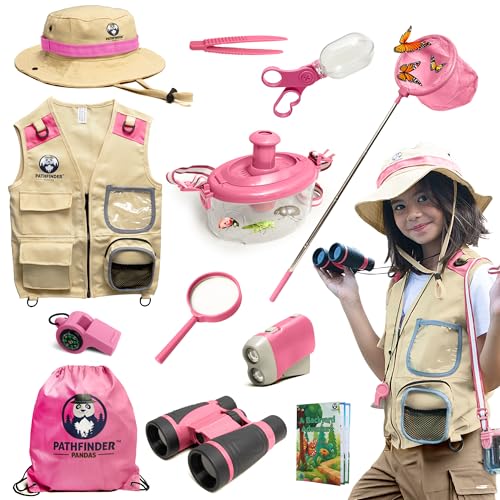 Kids Explorer Kit with Safari Vest, Hat & More - Kids Bug Catching Kit with Adventure Guide & Scavenger Hunt - Cute Dress-Up Zookeeper Costume & Safari Costume for 7-12 Year Old Boys Girls