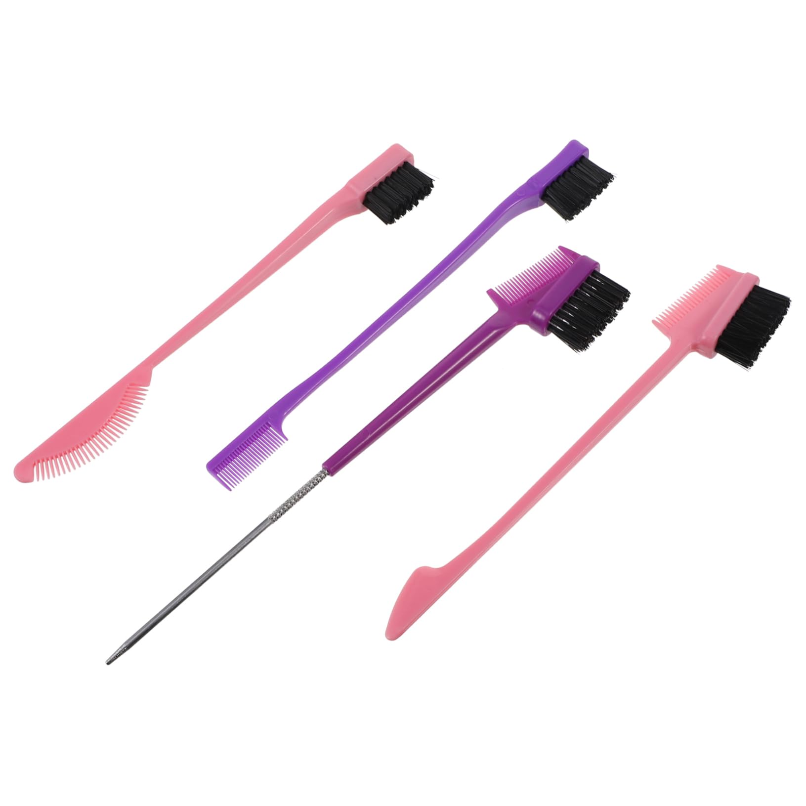 FOMIYES Brow Brush and Lash Comb Set Makeup Grooming Tool 4 Pieces Natural Brows Random Color