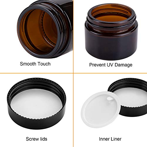 Encheng Cosmetic Jars, 40 Pack of 2oz Amber Round Glass Jars, with Inner Liners and black Lids,Empty Cosmetic Containers,Cream jars3