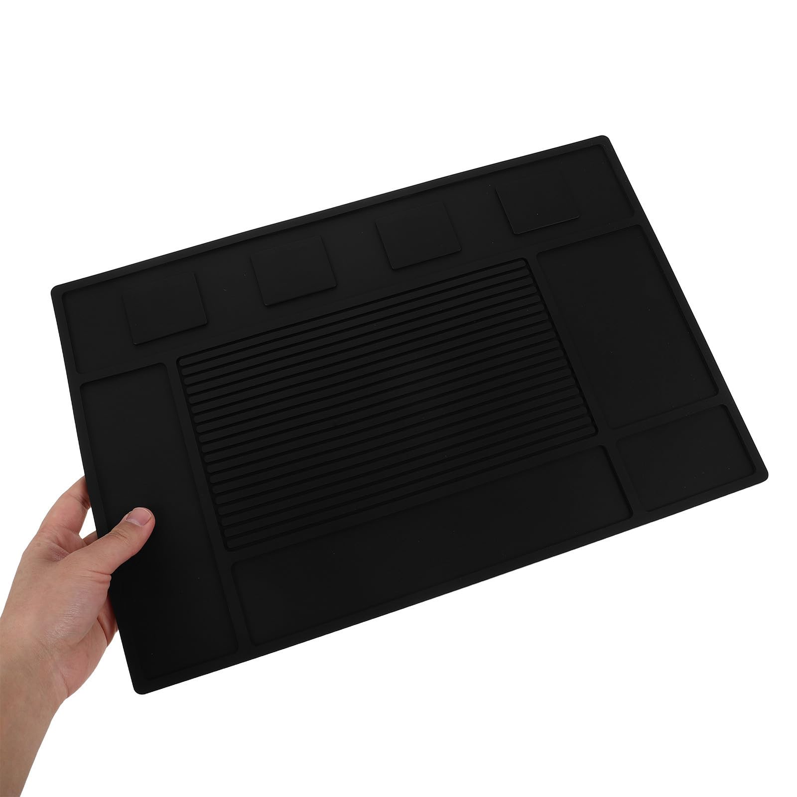 Healeved Tapis Magnétique en PVC 45x30 Cm pour Coiffeur, Tapis Isolant Thermique Antidérapant, Organiseur de Bureau pour Outils de Coiffure en Salon