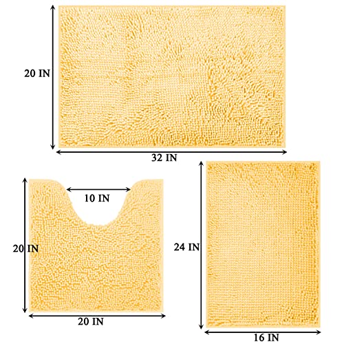 RUN HELIX Ultra Soft Chenille Bath Mat Non Slip, Bath Mat Set 3 Piece, Shaggy Bathroom Mats - Image 2