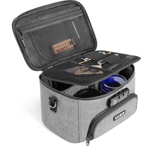 OZCHIN Smell Proof Bag with Combination Lock, Smell Proof Box Activated Carbon Fiber Smoking Accessories, Smell Proof Container, Great Gifts for Father’s Day, Premium Odor Proof Bag(Grey)