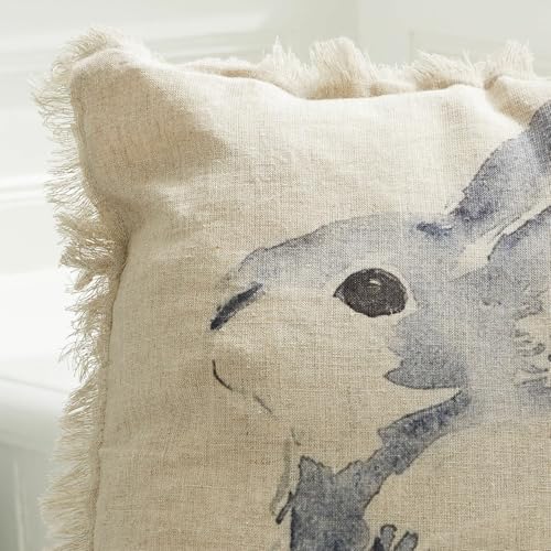 Housse de coussin lin tissé à la main bleu Loberon Riamira