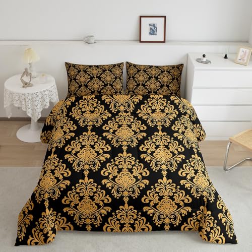Homemissing Gold Damask Bettdecke 135x200cm Jacquard Vintage Blumen Steppdecke für Kinder Ultra Bohemia Boho exotische viktorianische Barock Steppbett Zimmer Dekor Steppdecke Homemissing Gold Damask Bettdecke 135x200cm Jacquard Vintage Blumen Steppdecke für Kinder Ultra Bohemia Boho exotische viktorianische Barock Steppbett Zimmer Dekor Steppdecke