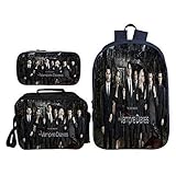 Fashion-zone The Vampire Diaries Backpack Set-Boys Back to School Bookbag Portable Backpack with Insulated Lunch Bag Pencil Case