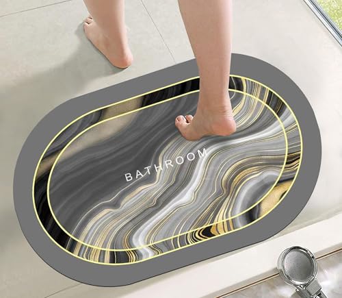 Image of Yellow Weaves Rubber 1 Pc Anti Slip Water Soaking Floor Mat, Water Absorbent Non Slip Bath Mat, Quick Dry Mat for Bathroom, Door Mat for Home, Kitchen, Office, Kitchen Oval - Blue & Yellow