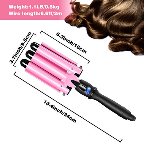 3 Barrel Hair Curling Iron Wand - Dual Voltage Temperature Adjustable 25Mm Hair Crimper,1 Inch Ceramic Tourmaline Triple Barrels, Beach Hair Waving Styling Tools For Long Short Hair #TOP2