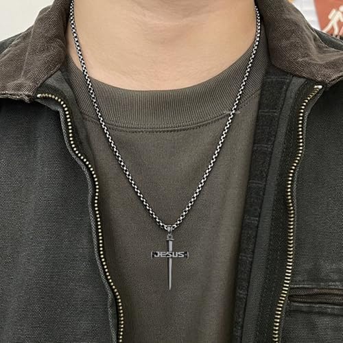 SIMONLY 925 Sterling Silver St.Benedict Crucifix Necklace Ankh Cross Pendant Cross Jewelry2