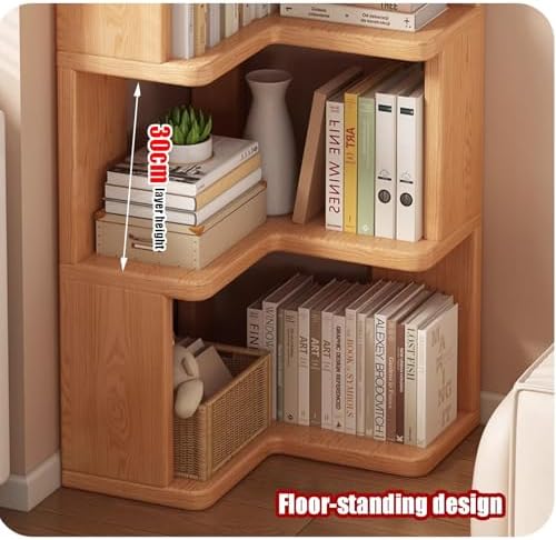 5-Tier Wooden Corner Bookshelf - Multipurpose Display Rack for Small Spaces, Ideal for Bedroom, Living Room, Office, Kitchen Storage (60x22x157cm)