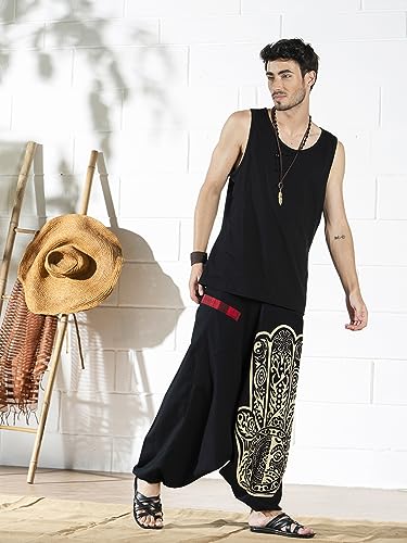 Image of The Veshti Company Printed Harem Pants for Men's Cotton Hippie Style Baggy Boho Yoga Pajama Pant with Pocket
