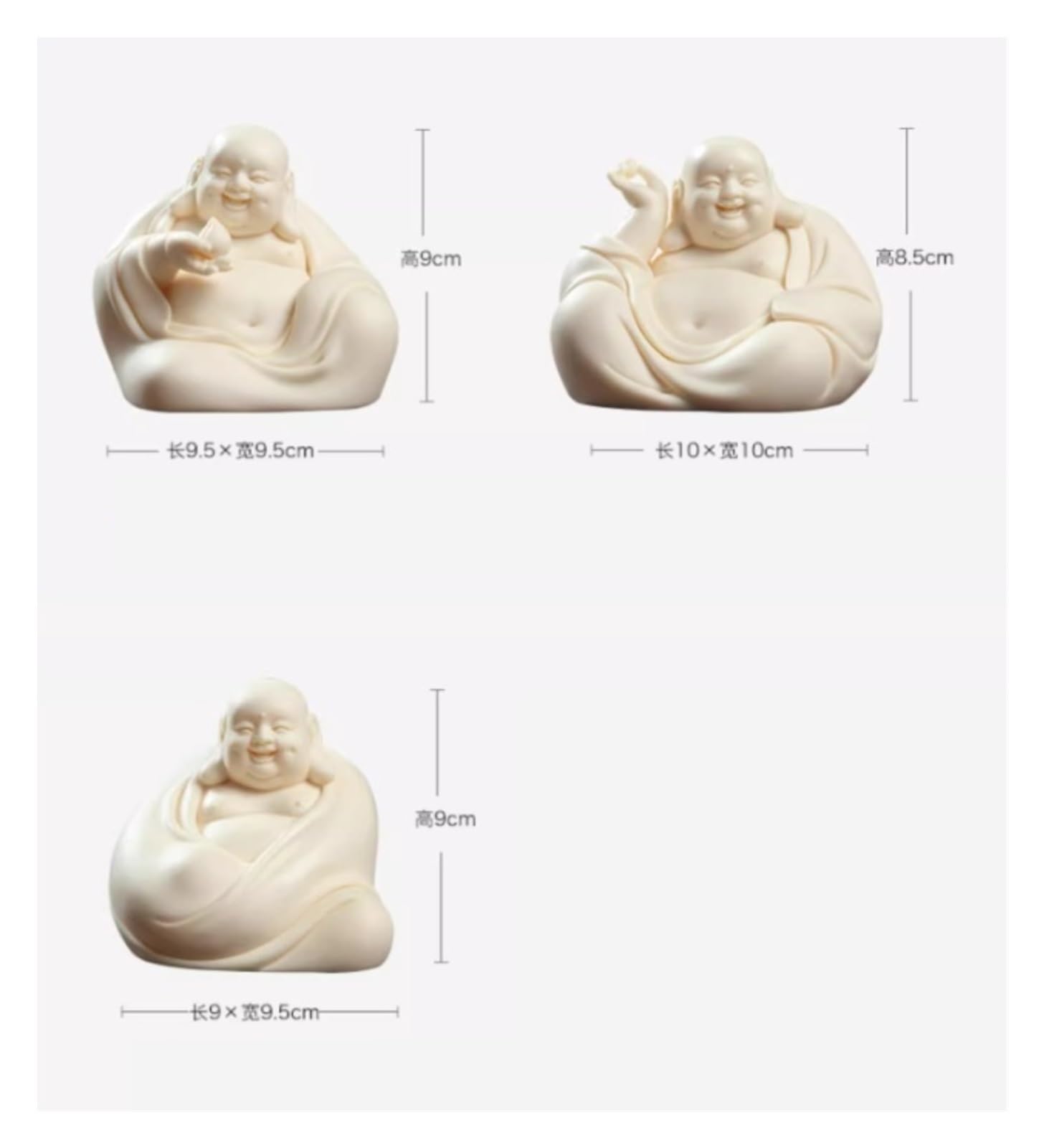 Posąg Buddy 3,9 Cala Śmiejący Się Budda Ceramiczny Posąg Szczęśliwego Buddy Figurki Do Wystroju Domu, Biura I Samochodu Ozdoby(B)