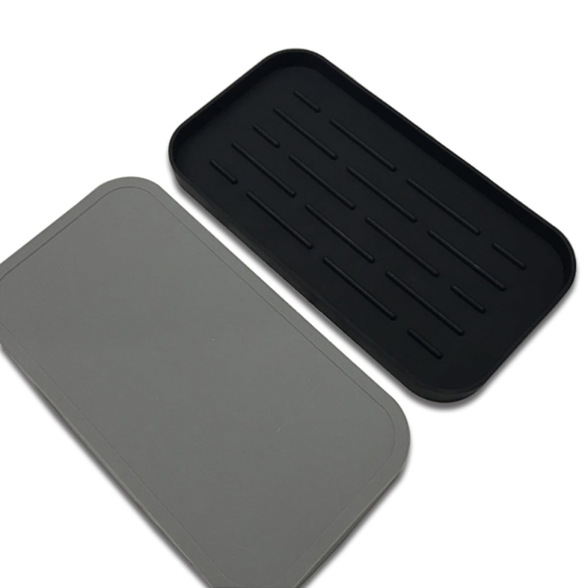 TOYANDONA Tappetino Scolapiatti Cucina in Silicone Nero, Scolapiatti | Piano e Bar, Circolazione D’aria, Portatile, Scanalature Profonde per Asciugatura Ordinata