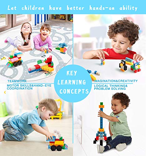 BMAG Building Blocks Tiles, Colorful Stacking Cubes,Connecting Manipulative Linking Fraction Building Set for Sorting and Counting Math STEM Construction Toy for 3 4 5 6 7 8 9 10 Years Old Kids