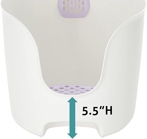 Miniatura 4 de Richell - Arenero para gatos de pared alta y laterales altos modelo Paw Trax, color blanco y lavanda