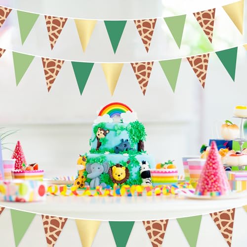 Image of Tiamon 5 Pcs Safari Birthday Pennant Banner Party Decorations 49.2 Ft