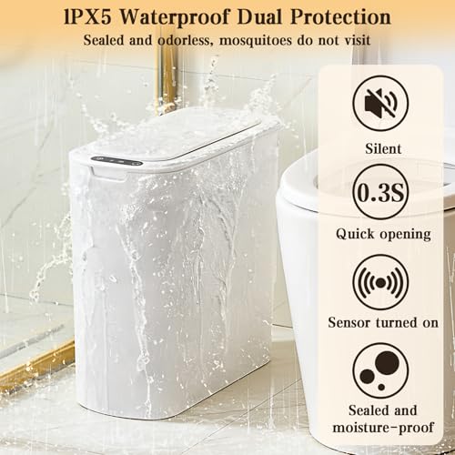 Caneca de basura blanca con sensor 2 unidades 5 y 2.6 gal miniatura 6