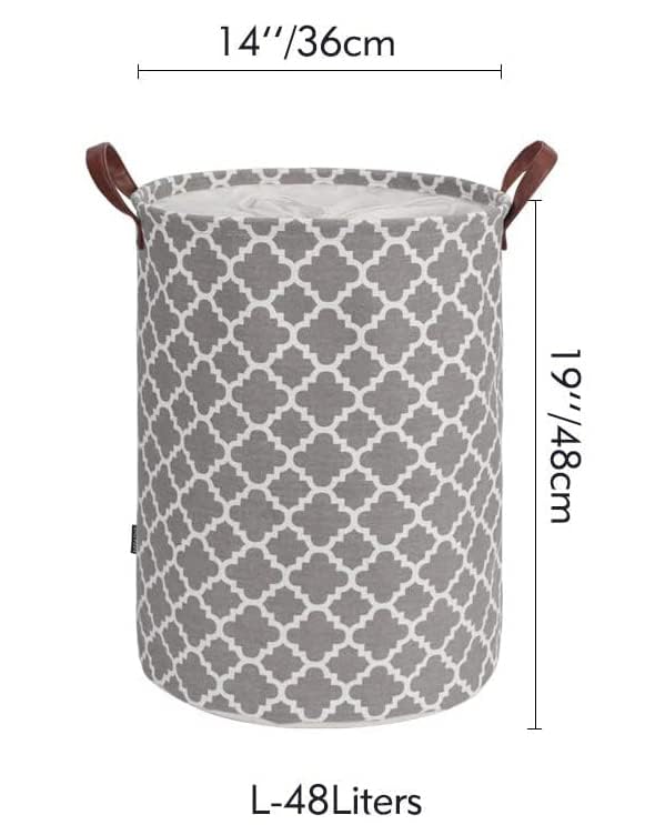 Image of 48L Large Laundry Basket, Collapsible Laundry Bag, Freestanding Tall Clothes Hamper, Foldable Washing Bin (Grey 48 L)